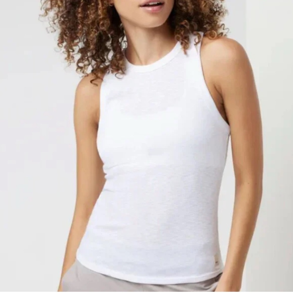 Vuori White Ribbed Tank Top